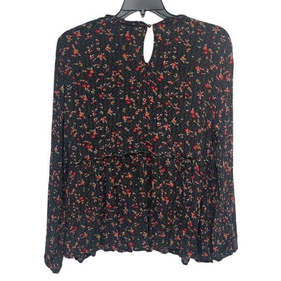 Knox Rose Black Floral Tiered Tunic Top Size XXL Keyhole Accent in back - Picture 4 of 8